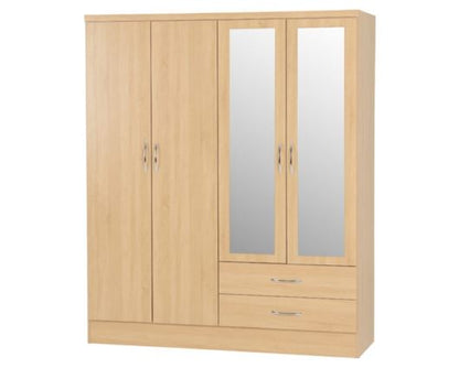 Neptune 6 Door 2 Drawer Mirrored Wardrobe - Sonoma Oak Effect