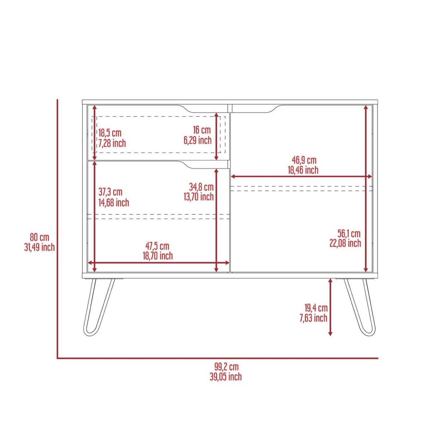 Matteo Small Sideboard with 2 Doors, 1 Drawer