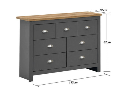 Lincoln 3 Piece Bedroom Set (2 Door Wardrobe, 3+4 Chest, 2 Drawer Bedside)