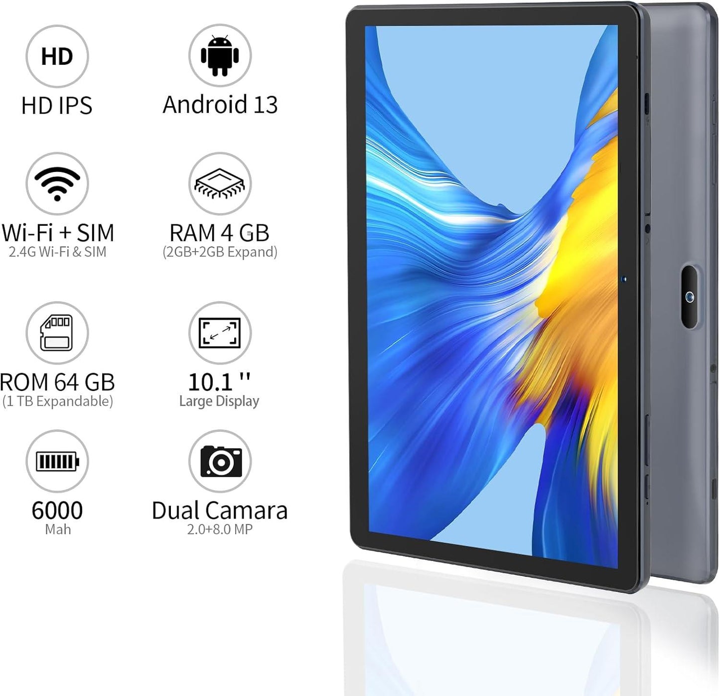 PRITOM 10 inch Android WiFi Tablet - 64GB