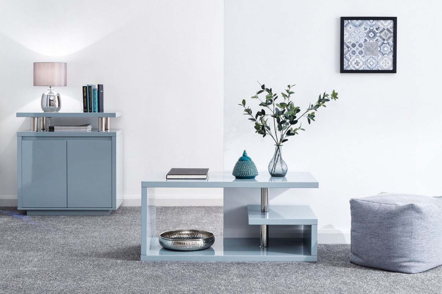Arctic High Gloss LED Coffee Table-Grey