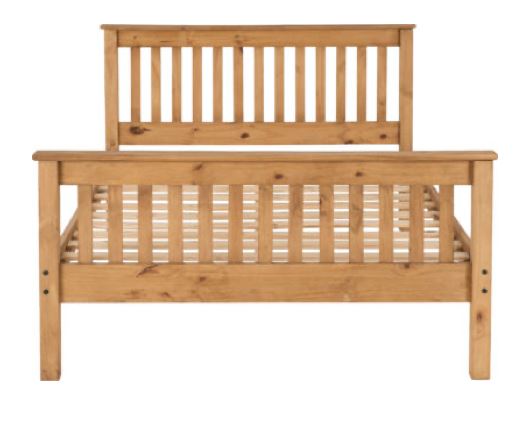 Monaco King Bed High Foot End - Distressed Waxed Pine