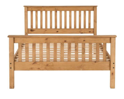 Monaco King Bed High Foot End - Distressed Waxed Pine
