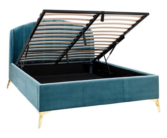 Pettine End Lift Ottoman King Bed - Teal