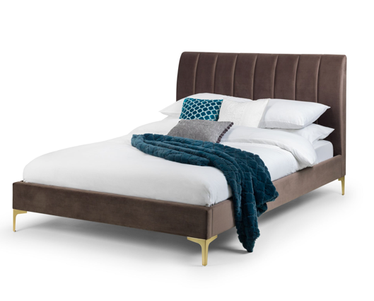 Dario Scalloped Velvet King Bed - Grey