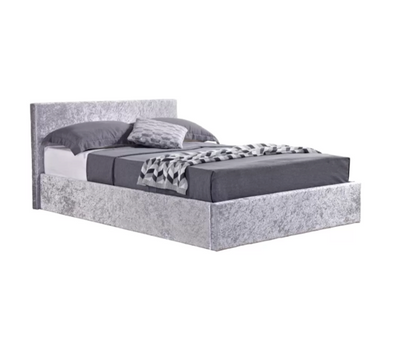 Berlin Double Ottoman Bed - Steel Crushed Velvet