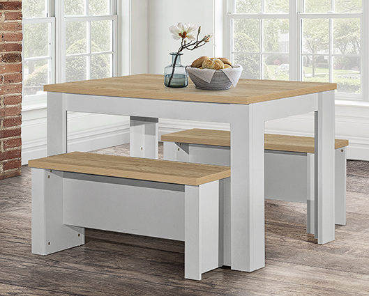 Harper Dining Table & Bench Set - Grey