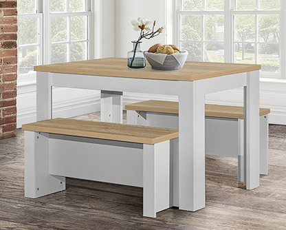 Harper Dining Table & Bench Set - Grey
