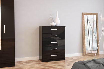Larz 5 Drawer Chest - Black