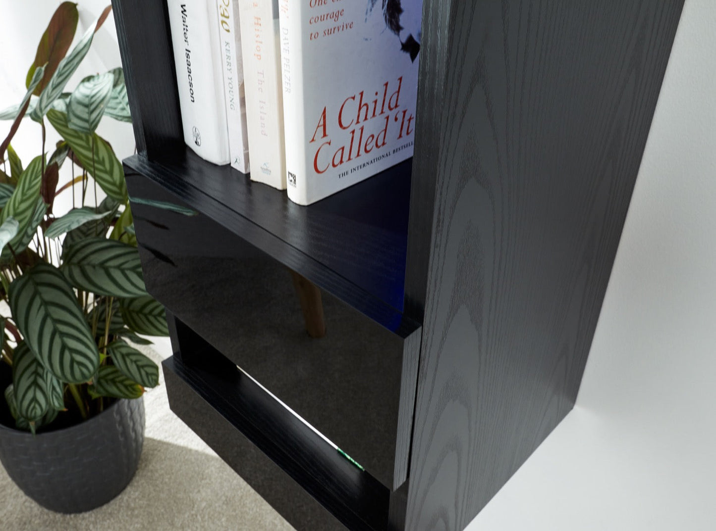 Graze Tall Shelf Unit with LED-Black