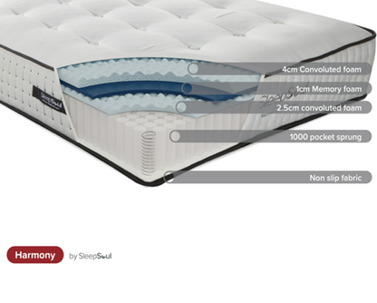 Roll Up Harmony 1000 Pocket Sprung Tufted Mattress (31.5cm Depth) - Double