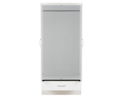 Neptune Mirrored 2 Door 1 Drawer Wardrobe - White Gloss