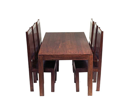 Tyler Dark Mango 6 FT Dining Set with Wooden Chairs