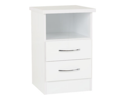Neptune 2 Drawer Bedside - White Gloss