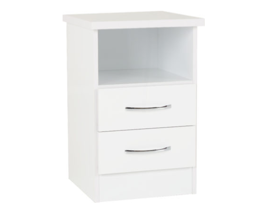 Neptune 2 Drawer Bedside - White Gloss