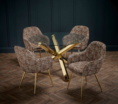 Cyrus Dining Table Glass Top With Gold Legs