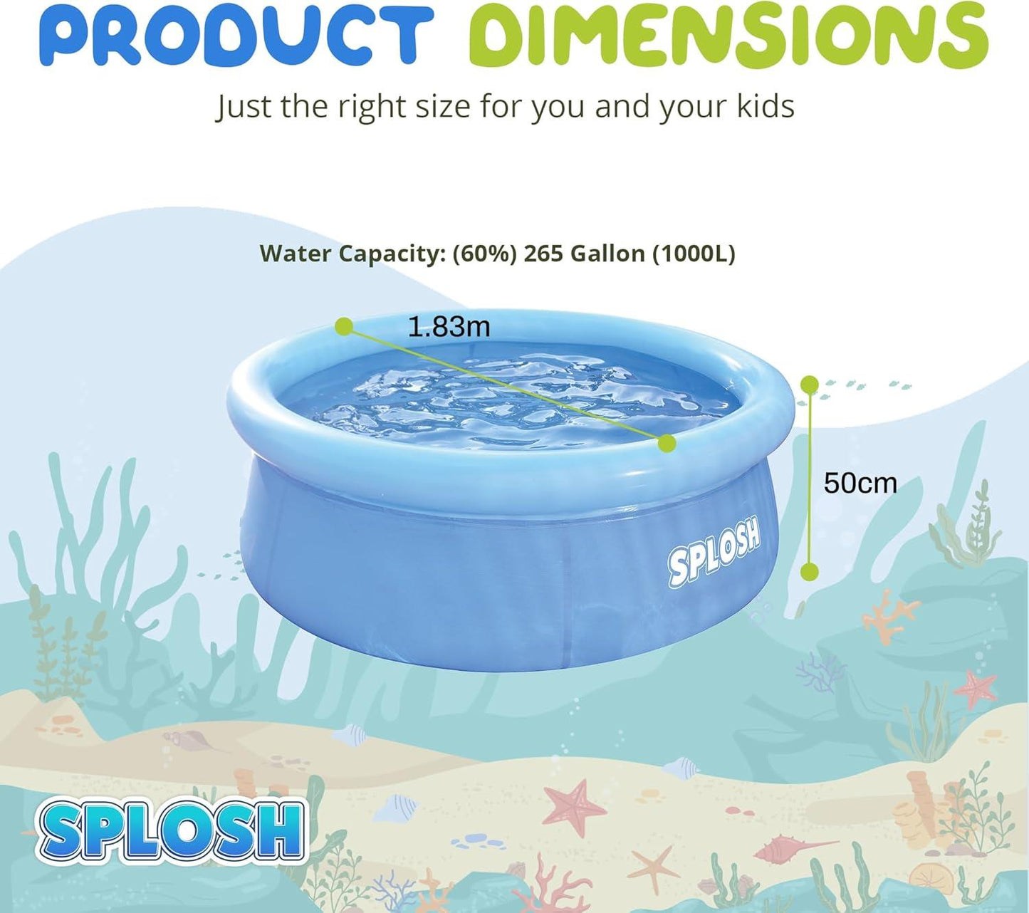 Splosh 6ft Easy Set Inflatable Family Paddling Pool