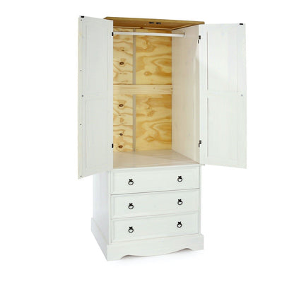 Corona White 2 Door, 3 Drawer Wardrobe