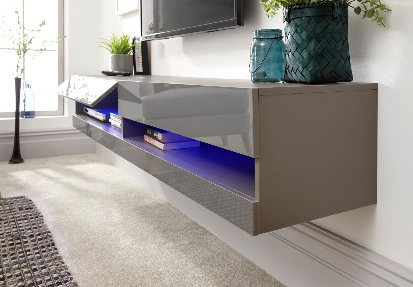 Graze LED 180cm Wall TV Unit-Grey