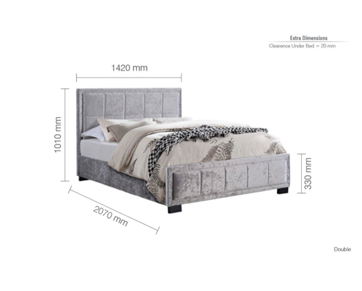 Harrison King Size Bed-Steel Crushed Velvet