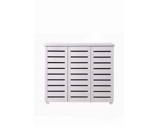 Tall 3 Door Shoe Cabinet-White