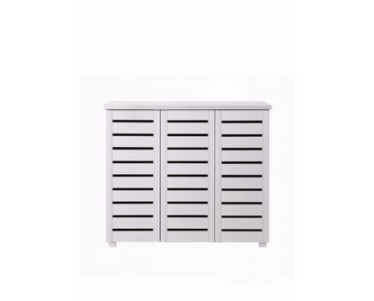 Tall 3 Door Shoe Cabinet-White