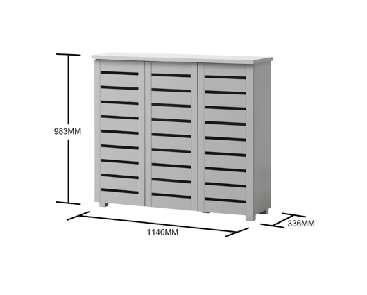 Tall 3 Door Shoe Cabinet-Grey