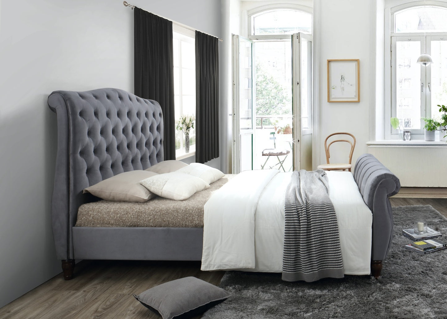 Compton Super King Bed - Grey