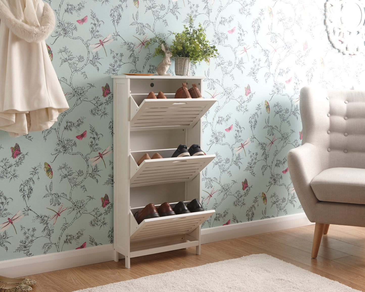 Ben 3 Tier Shoe Cabinet-White