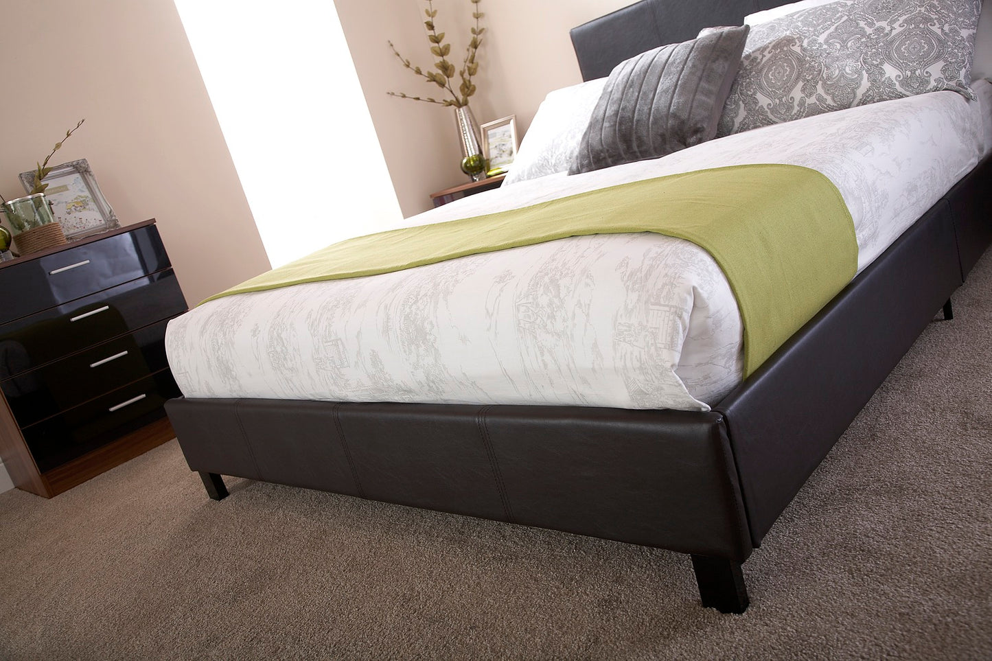Simple Small Double Bed in a Box-Black