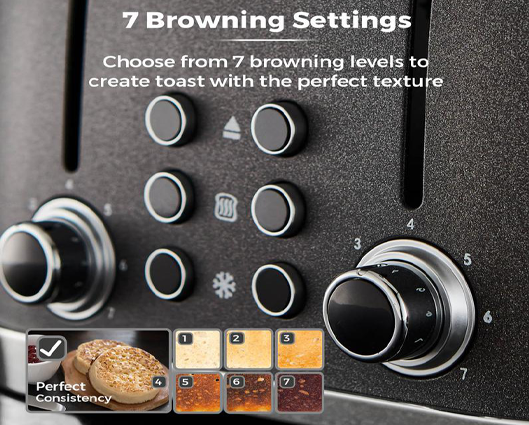 Tower Glitz 4 Slice Toaster Black