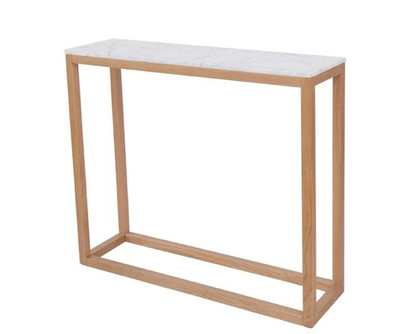 Hubie Console Table Oak-White Marble Top