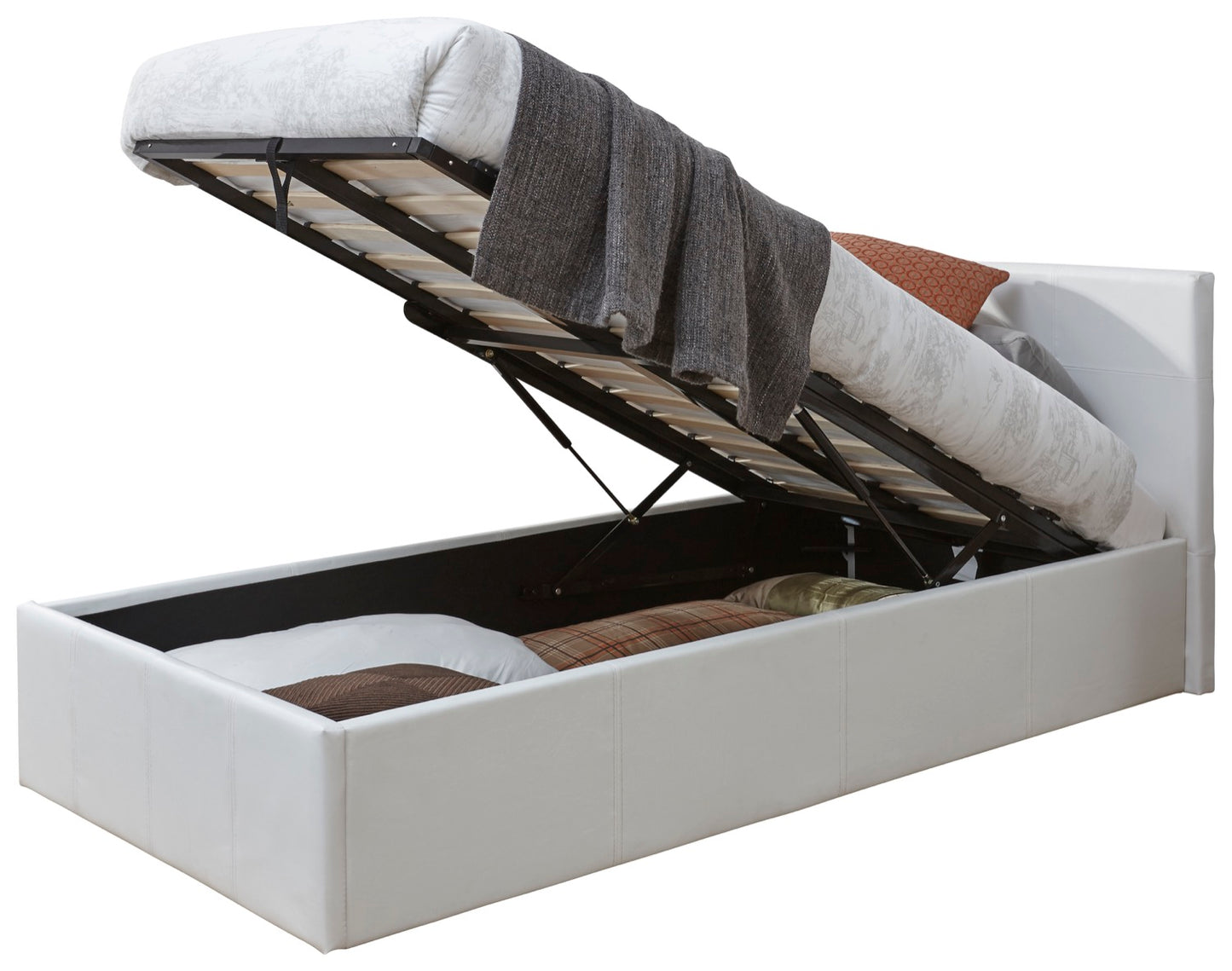Single End Lift Ottoman Bed-White