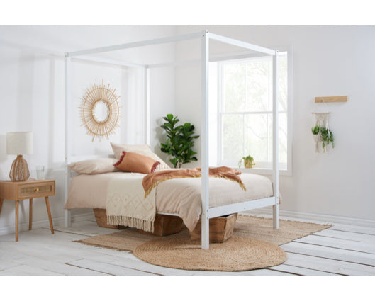Madrid Four Poster King Bed - White
