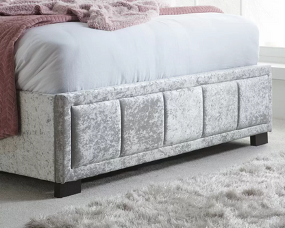 Harrison King Size Bed-Steel Crushed Velvet