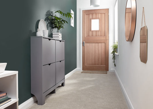 Slim 4 Drawer Shoe Cabinet-Grey