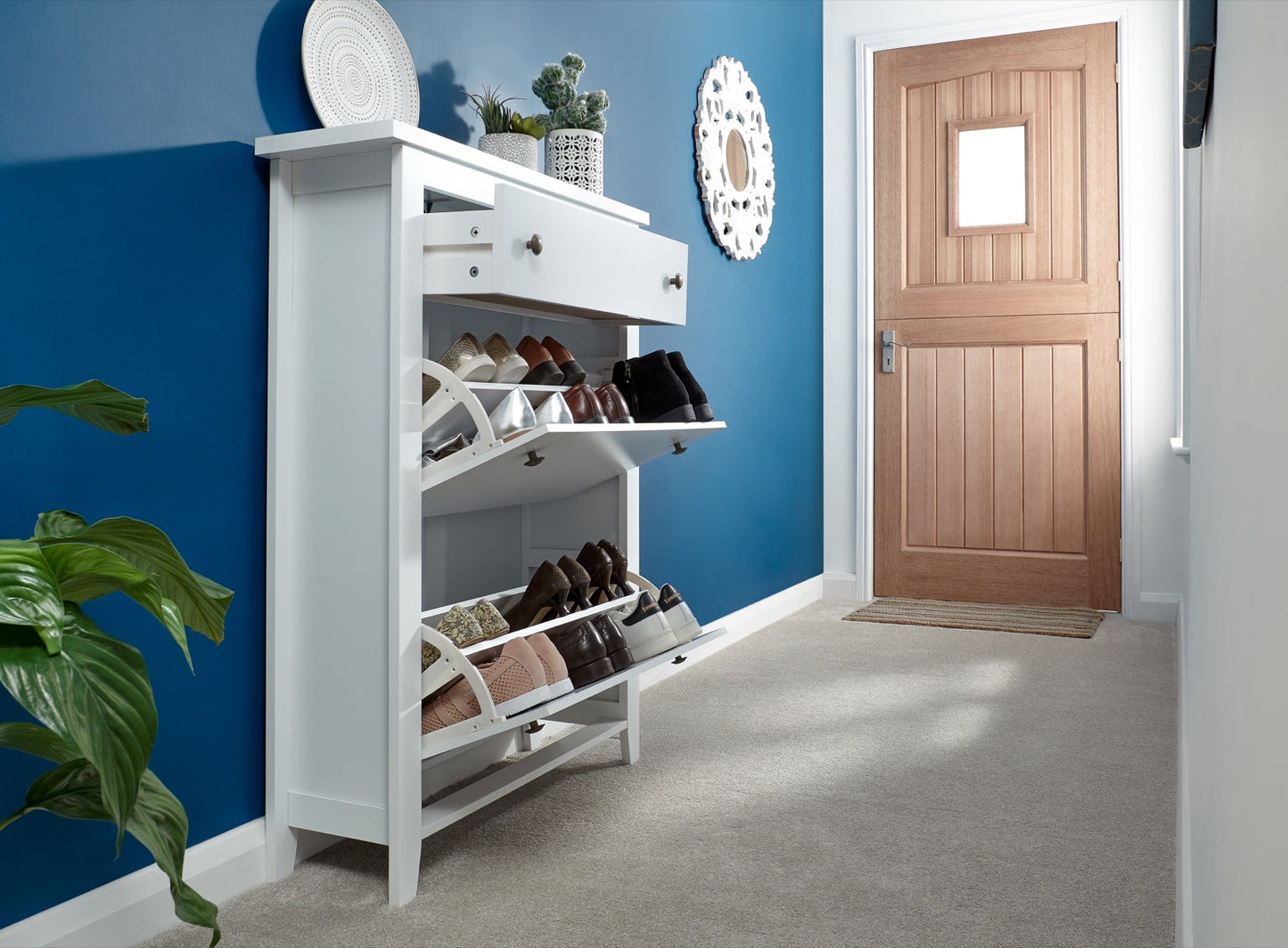 Deluxe 2 Tier Shoe Cabinet-White