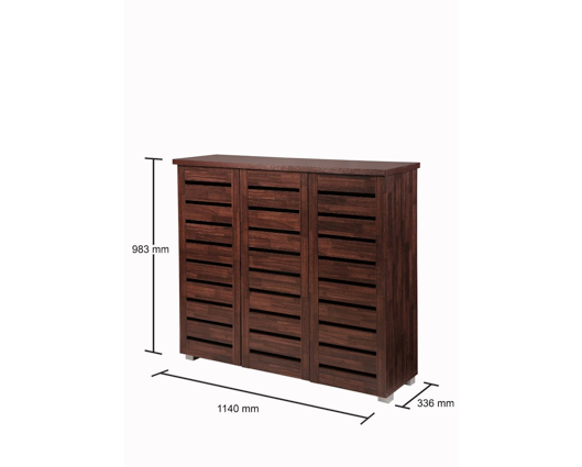 Tall 3 Door Shoe Cabinet-Dark Oak