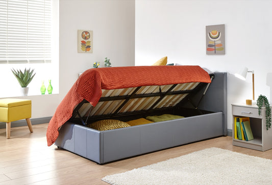 Serena Single Side Lift Ottoman Bed-Grey