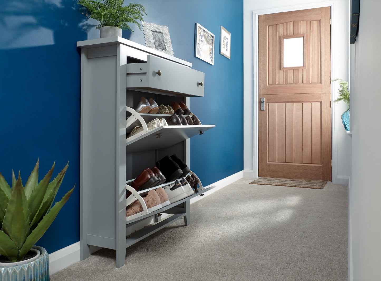 Deluxe 2 Tier Shoe Cabinet-Grey