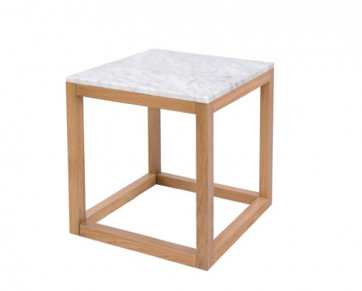 Hubie End Table Oak-White Marble Top