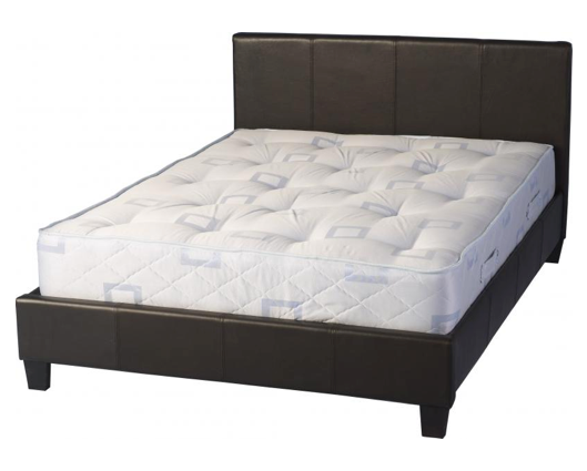 Pearce Small Double Bed - Brown Faux Leather