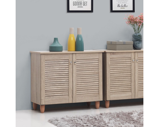 Traditional 2 Door Shoe Cabinet-Oak