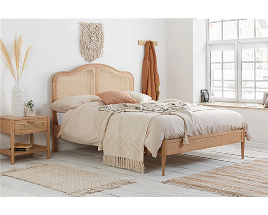 Lee King Rattan Bed - Oak