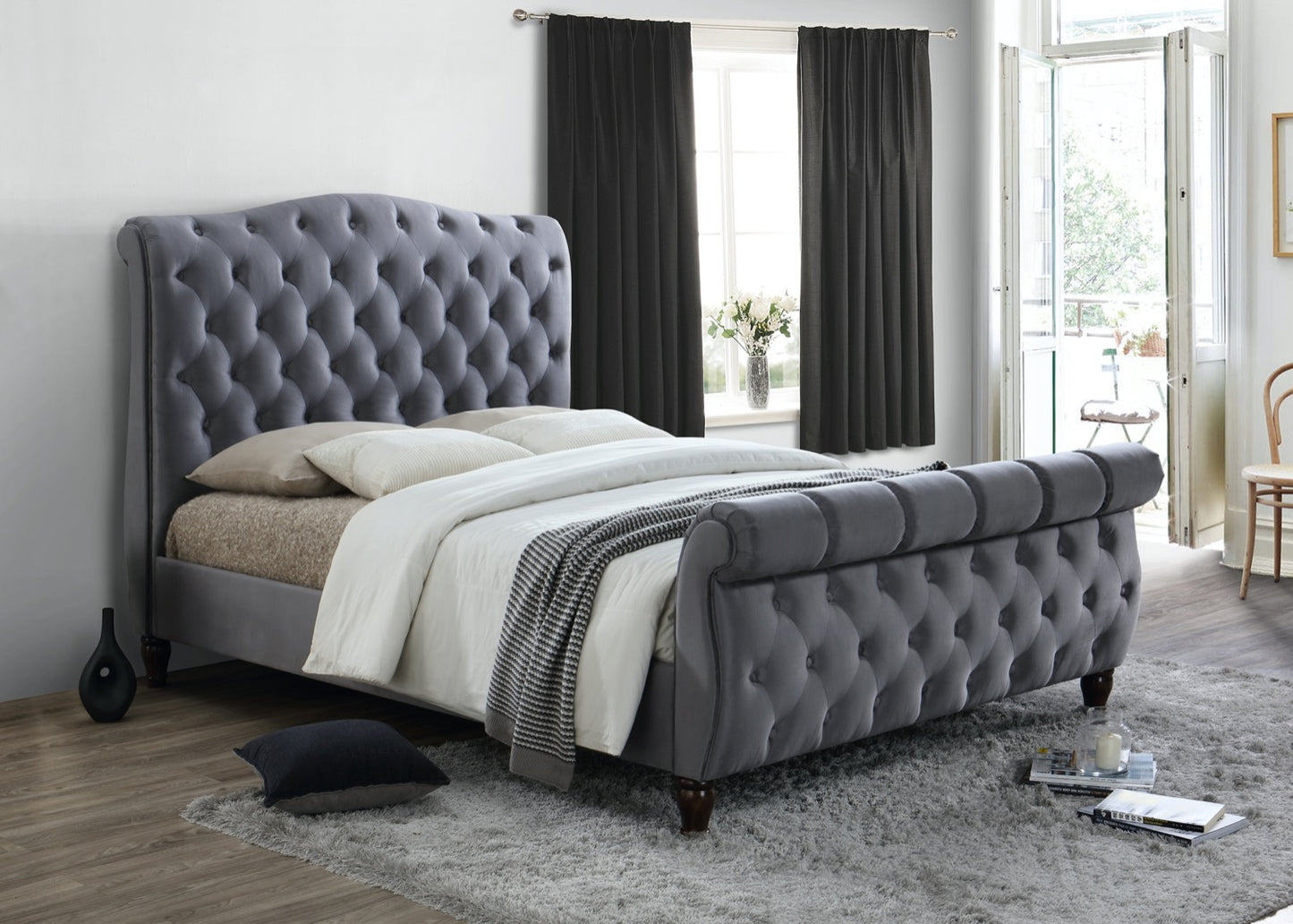 Compton Super King Bed - Grey