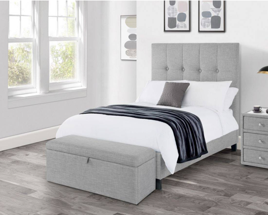 Standford High Headboard Super King Bed - Light Grey