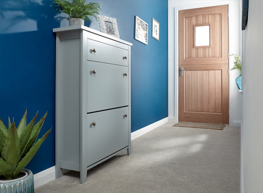 Deluxe 2 Tier Shoe Cabinet-Grey
