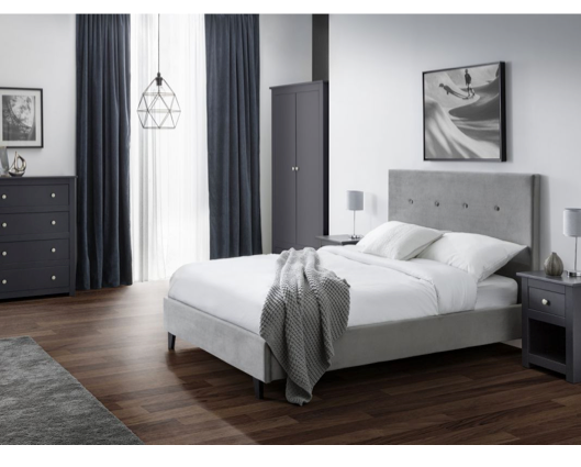 Shoreham High Headboard King Bed- Slate Velvet