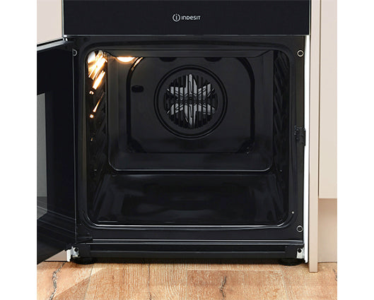 Indesit ID5V92KMW/UK 50cm Electric Double Cooker with Ceramic Hob