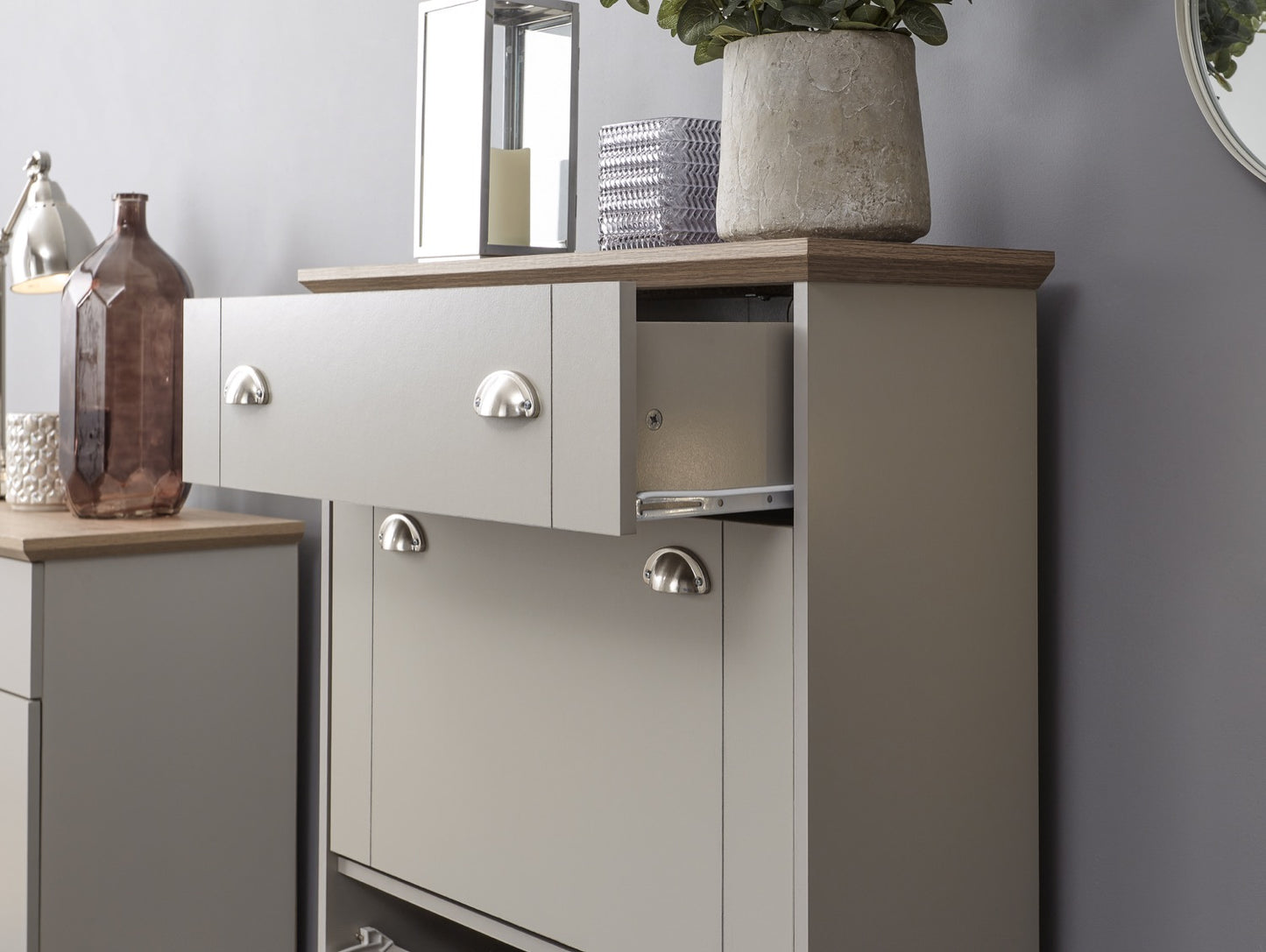 Kinsley Deluxe Shoe Cabinet-Grey